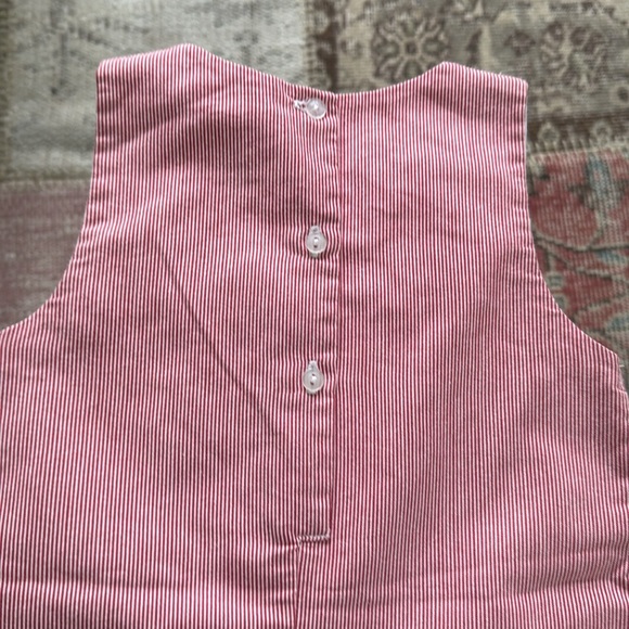 Petit Ami Boys Embroidered Red Car Striped Jon Jon - Picture 6 of 6